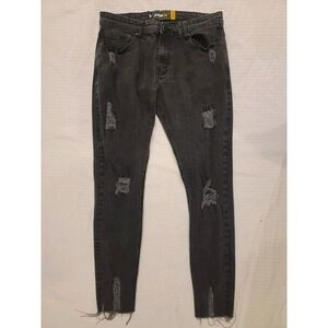 Raw X Stretch jeans: Skinny fit, Black wash, distressed Mens 38x31